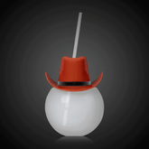 LED Brown Cowboy Hat 20 oz. Ball Cup with Straw